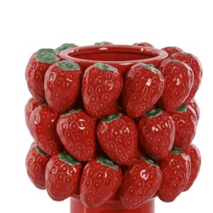 Centrotavola in Ceramica Rosso con Motivo di Fragole