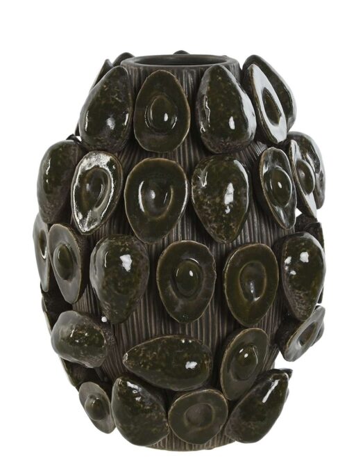 Vaso in Ceramica Verde con Motivo di Avocado