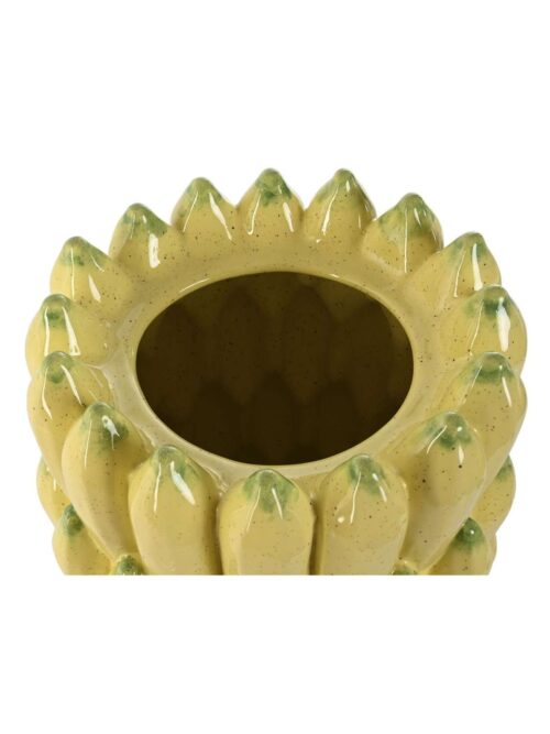 Vaso in Ceramica Giallo con Motivo di Banane