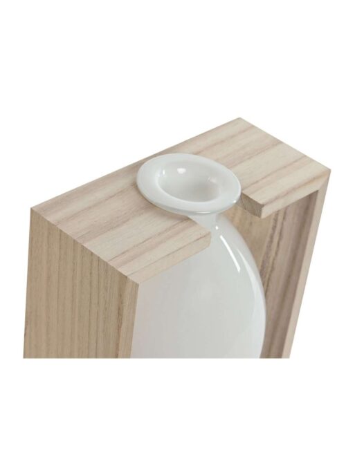 Vaso in Cristallo Bianco su Supporto in Legno