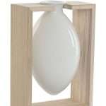Vaso in Cristallo Bianco su Supporto in Legno
