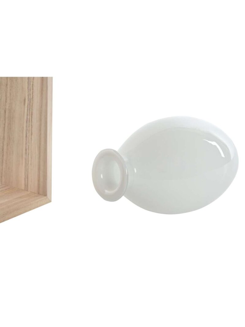 Vaso In Cristallo Bianco Su Supporto In Legno