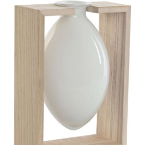 Vaso in Cristallo Bianco su Supporto in Legno