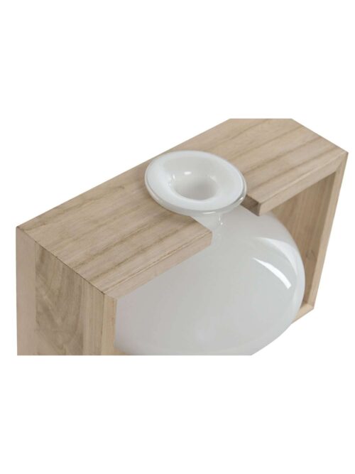 Vaso in Cristallo Bianco su Supporto in Legno