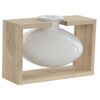 Vaso In Cristallo Bianco Su Supporto In Legno