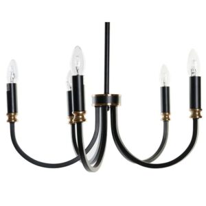 Lampadario da Soffitto Stile Glam Nero a 5 Luci