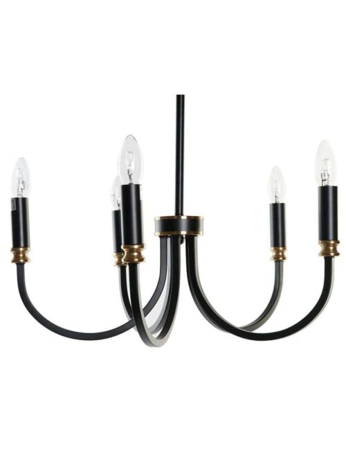 Lampadario da Soffitto Stile Glam Nero a 5 Luci