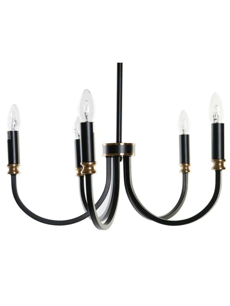 Lampadario Da Soffitto Stile Glam Nero A 5 Luci