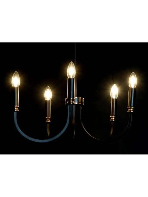 Lampadario da Soffitto Stile Glam Nero a 5 Luci
