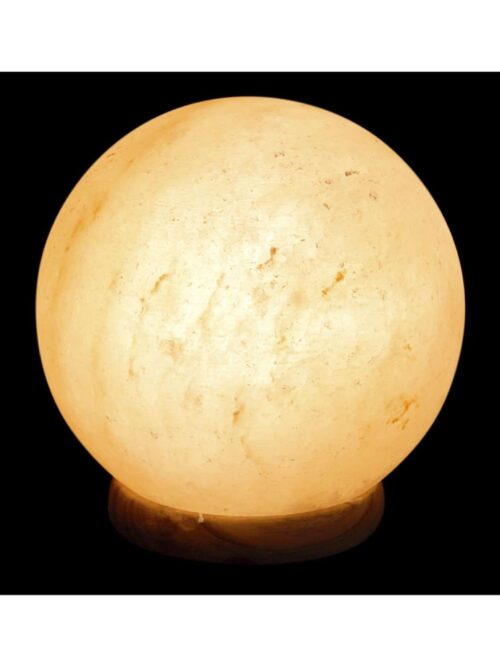 Lampada Sfera di Sale dell'Himalaya Base su Legno