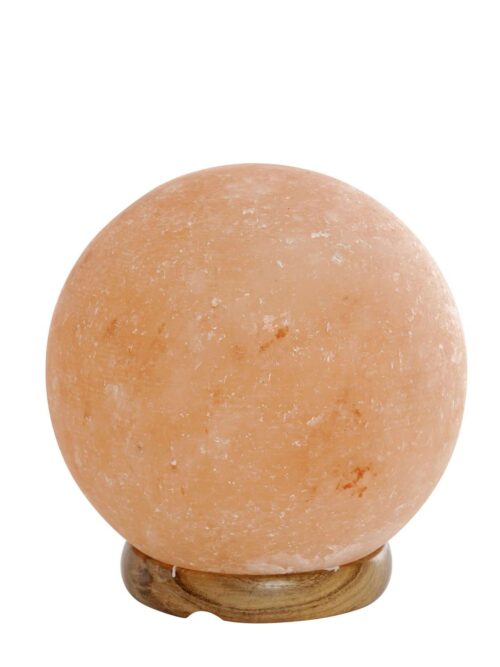 Lampada Sfera di Sale dell'Himalaya Base su Legno