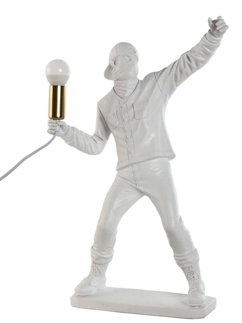 Lampada Da Tavolo Lanciatore Di Banksy Bianco