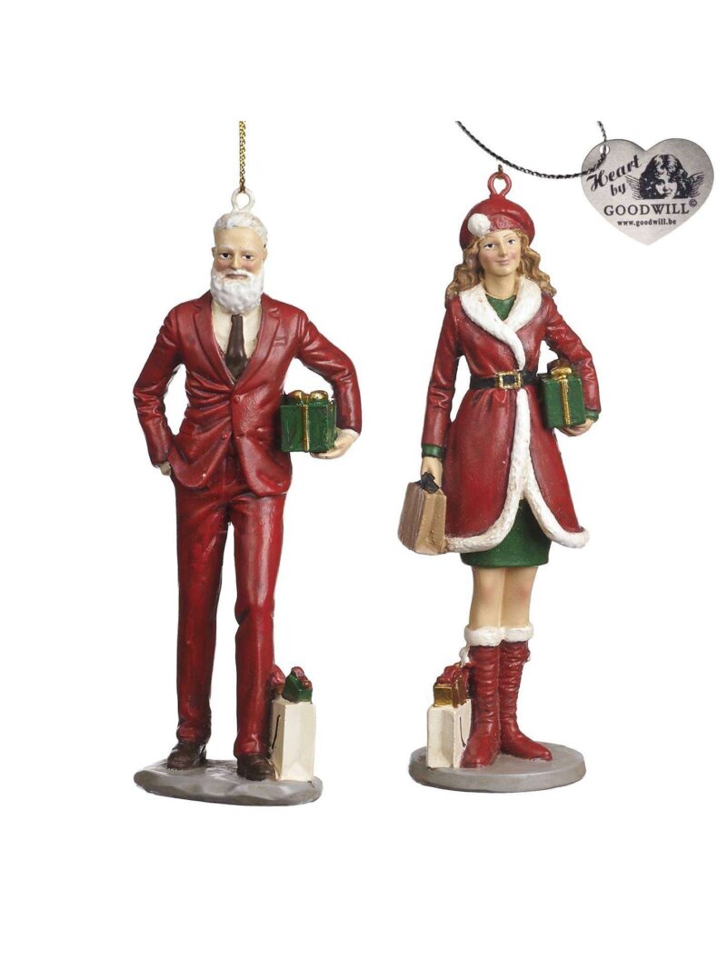 Decorazioni Natalizie Per Albero Uomo E Donna Vestiti Di Rosso/Verde