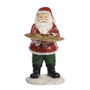 Babbo Natale con Piatto Rosso/Oro Altezza 33 cm