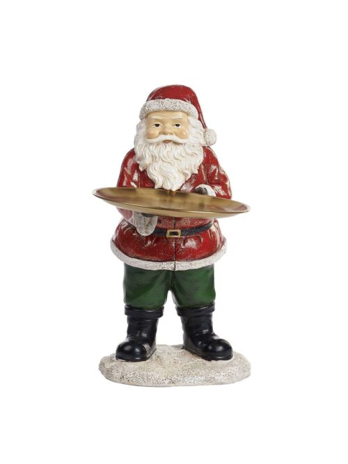Babbo Natale con Piatto Rosso/Oro Altezza 33 cm