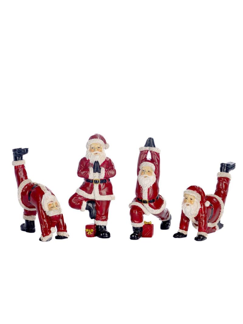 Babbo Natale Yoga Rosso Scelta Tra 4 Posizioni H13 Cm
