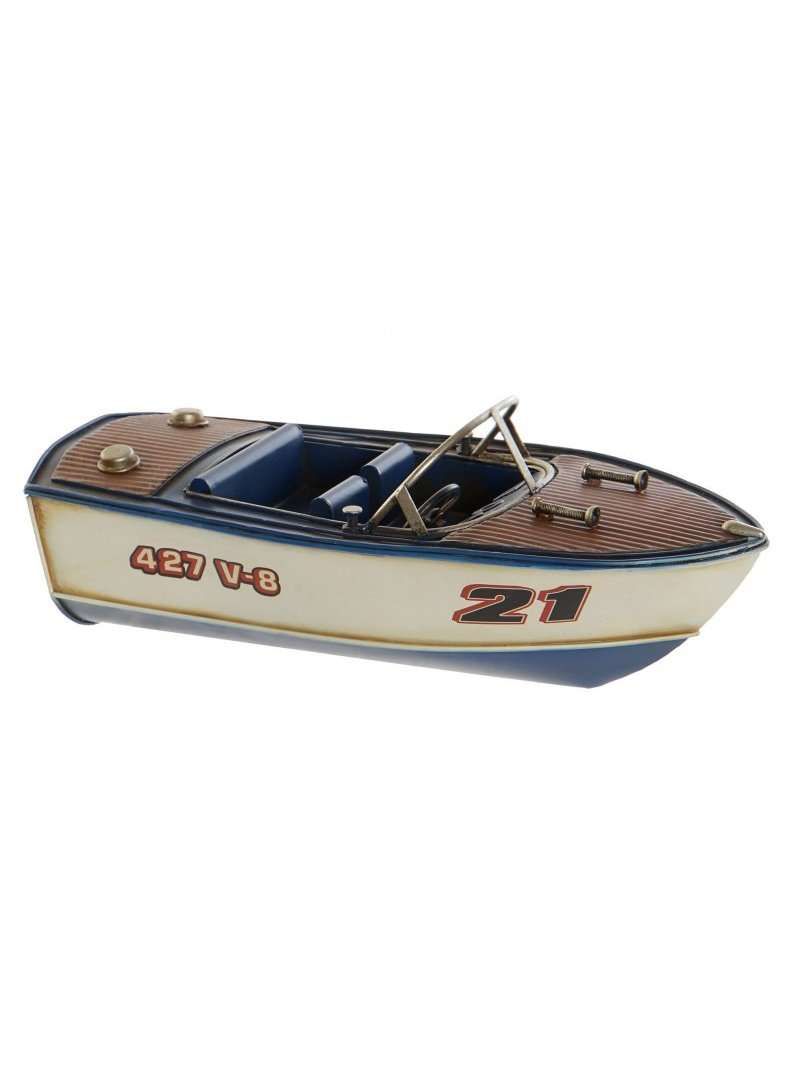 Modellino Motoscafo In Metallo Vintage
