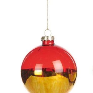 Palla in Vetro per Albero di Natale Oro-Rosso 8cm