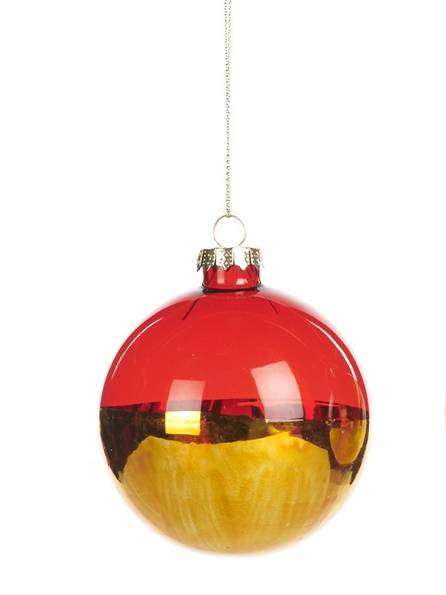 Palla in Vetro per Albero di Natale Oro-Rosso 8cm