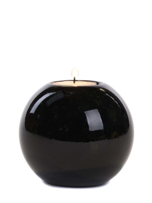 Candela in Palla di Vetro Nero diam 10 cm