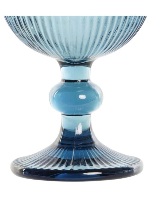 Set di 6 Bicchieri in Cristallo Grattato Colore Azzurro