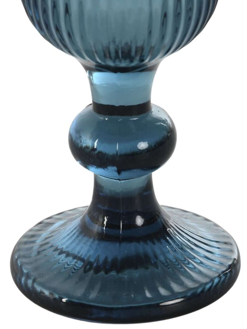 Set Di 6 Bicchieri In Cristallo Grattato Colore Azzurro