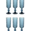 Set Di 6 Bicchieri In Cristallo Grattato Colore Azzurro