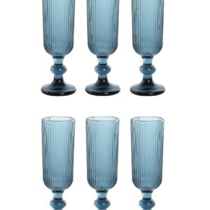 Set di 6 Bicchieri in Cristallo Grattato Colore Azzurro