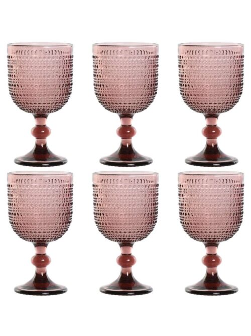 Set di 6 Bicchieri in Cristallo Colore Rosa