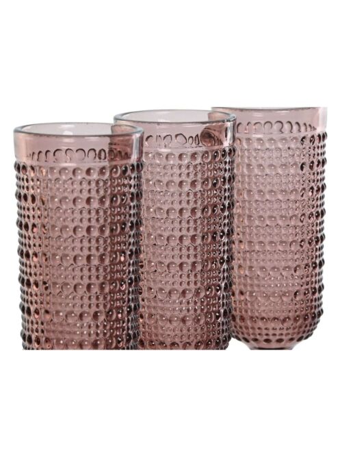 Set di 6 Bicchieri in Cristallo Colore Rosa 6x6x19 cm