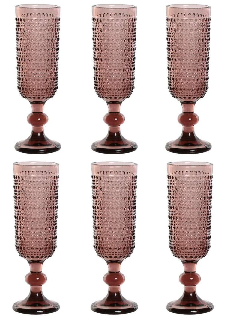Set Di 6 Bicchieri In Cristallo Colore Rosa 6X6X19 Cm