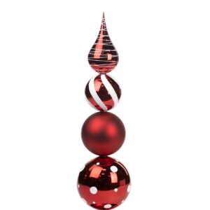 Albero Decorativo Natalizio Stile Topiario Rosso/Bianco 55cm