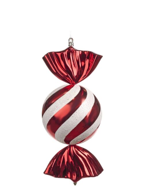 Bon Bon in Vetro per Albero di Natale Bianco Rosso
