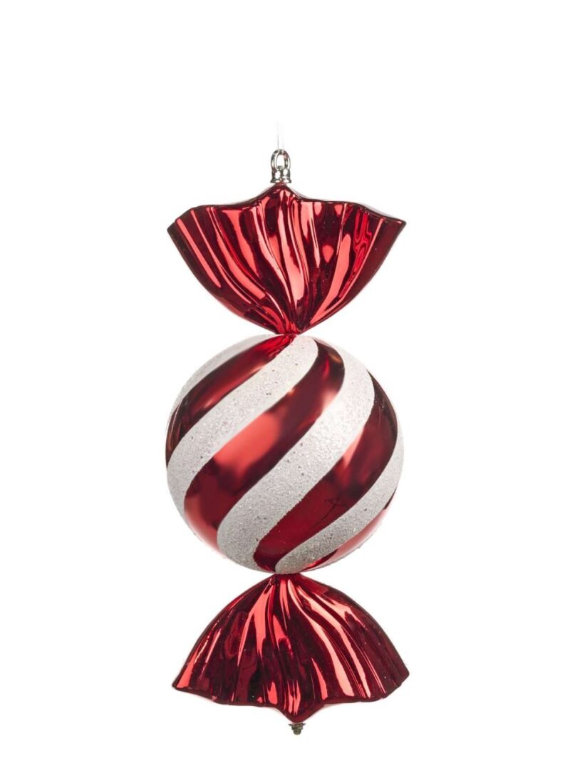 Bon Bon In Vetro Per Albero Di Natale Bianco Rosso