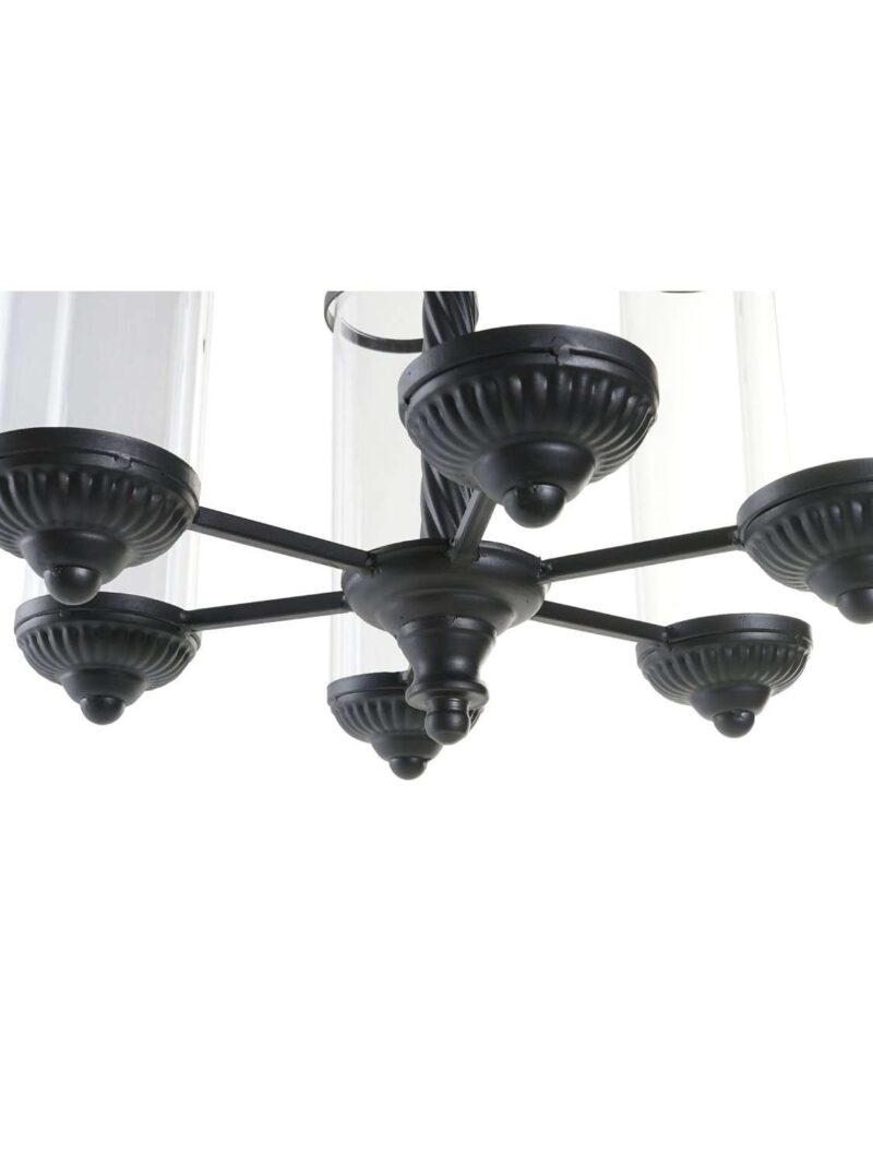 Portacandele Da Soffitto In Metallo Nero E Cristallo
