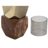 Portacandela In Alluminio Dorato Con Mango Naturale H52