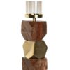 Portacandela In Alluminio Dorato Con Mango Naturale H41