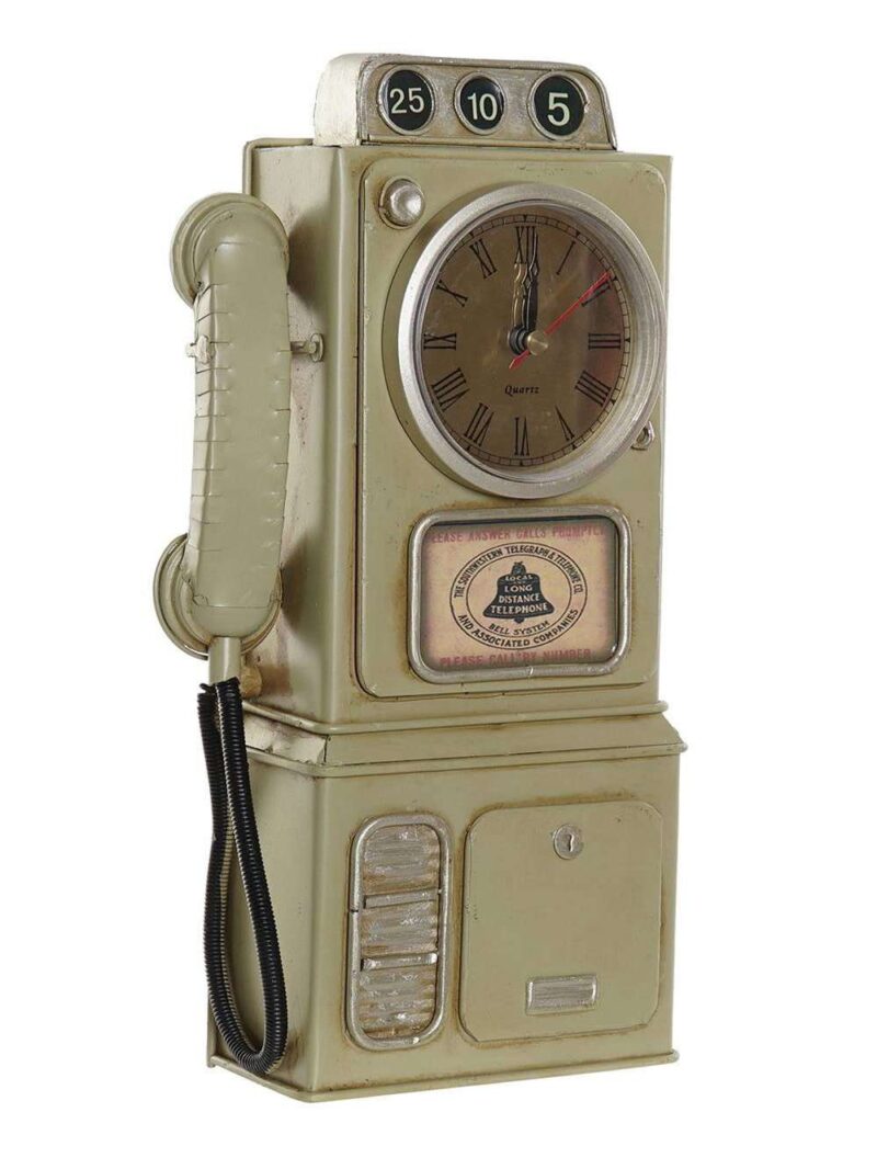 Orologio Da Tavolo Metallo Telefono A Gettoni Vintage