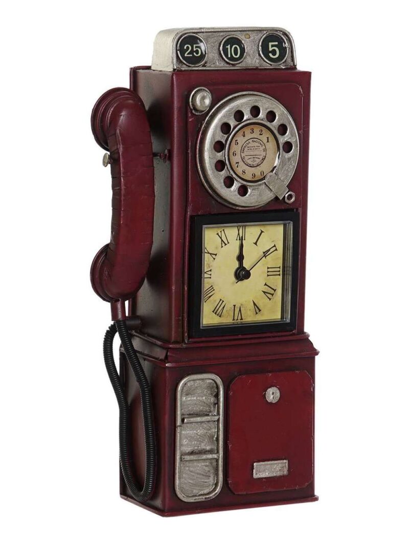Orologio Da Tavolo Metallo Telefono A Gettoni Vintage