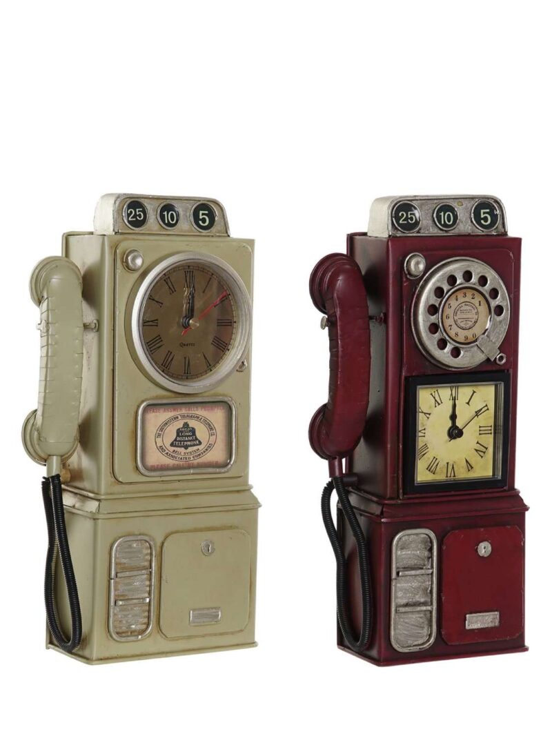 Orologio Da Tavolo Metallo Telefono A Gettoni Vintage