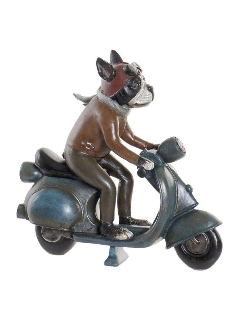 Cane Su Scooter Figura Decorativa In Resina