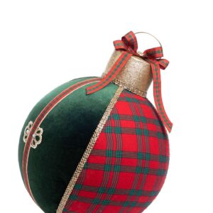 Palla di Natale in Tessuto Verde e Rosso da Posare a Terra