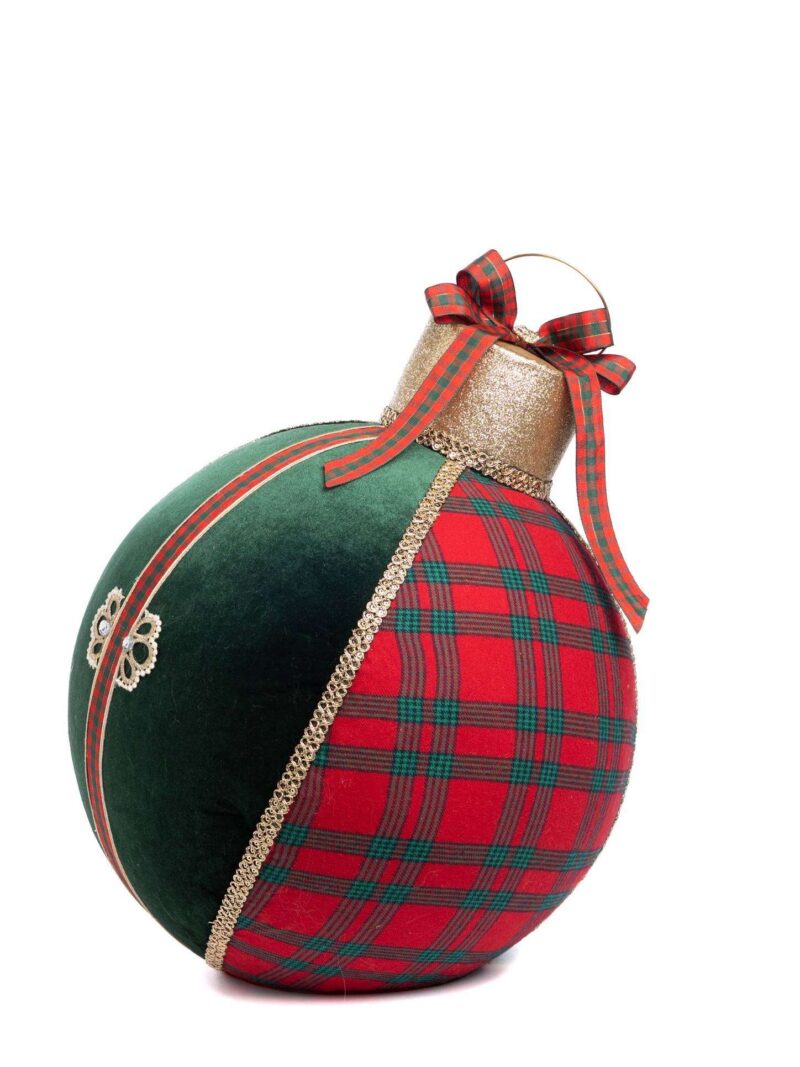 Palla Di Natale In Tessuto Verde E Rosso Da Posare A Terra