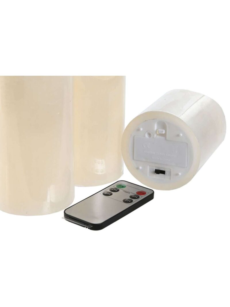 Set 3 Candele A Led Bianche Con Telecomando