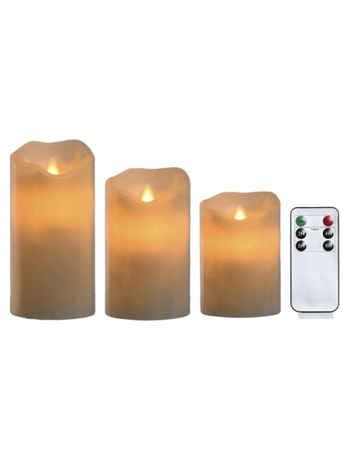 Set 3 Candele a LED Bianche con Telecomando