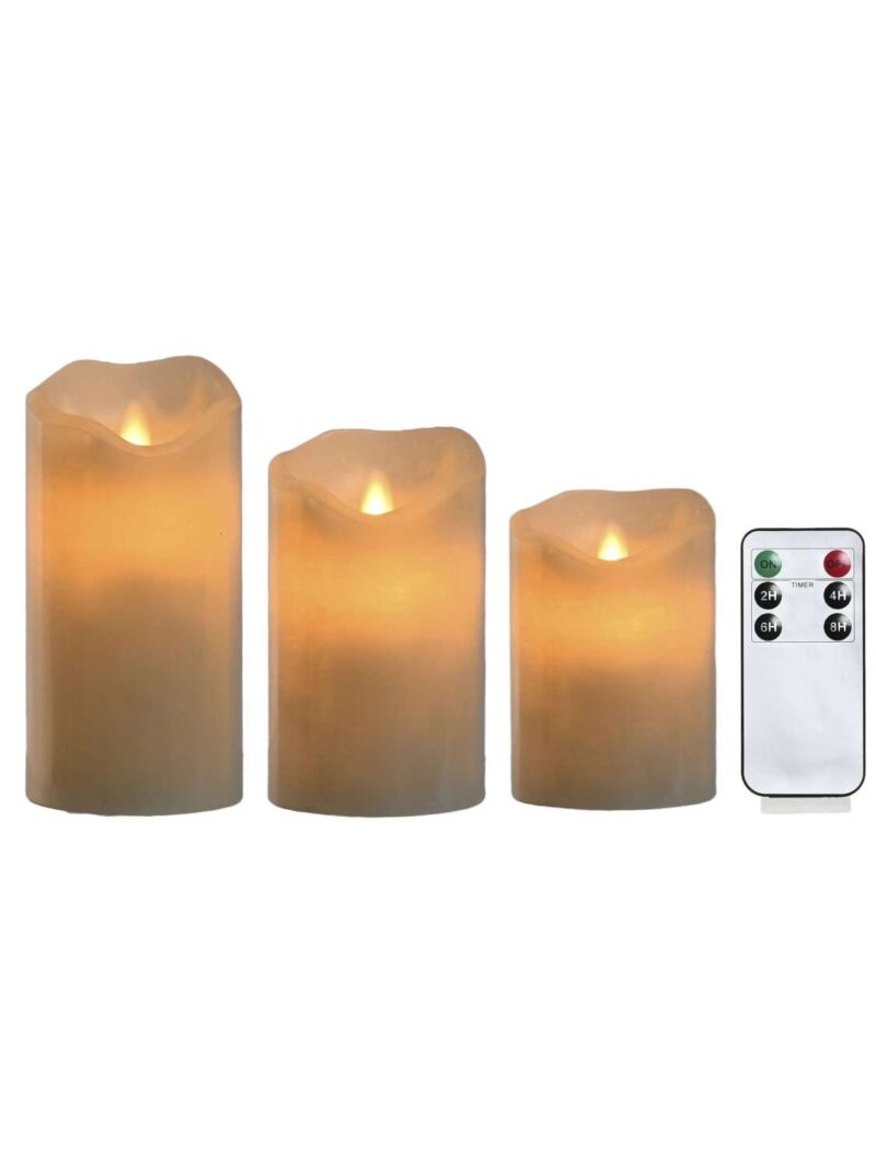 Set 3 Candele A Led Bianche Con Telecomando