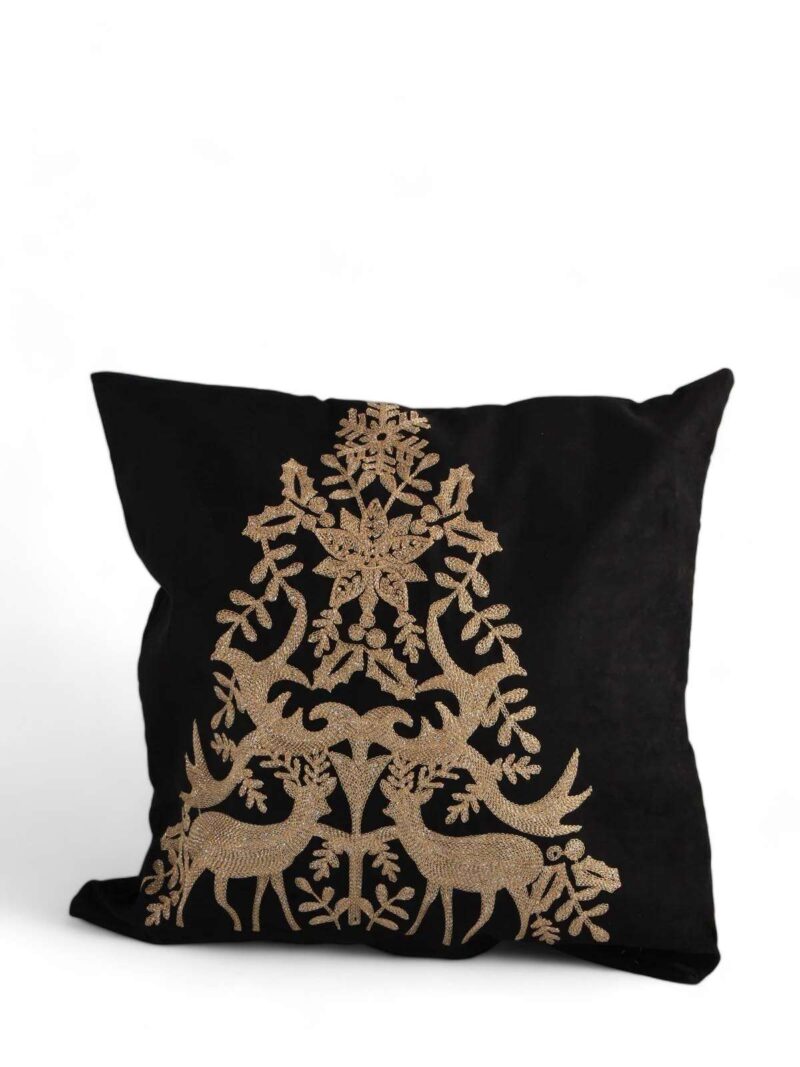 Cuscino Albero Di Natale Nero Oro 45X45X15