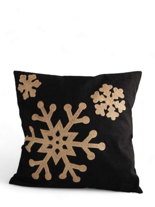 Cuscino Fiocco di Neve Nero Oro 45x45x15