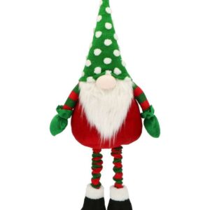 Decorazione Gnomo Allungabile in Tessuto Verde Rosso
