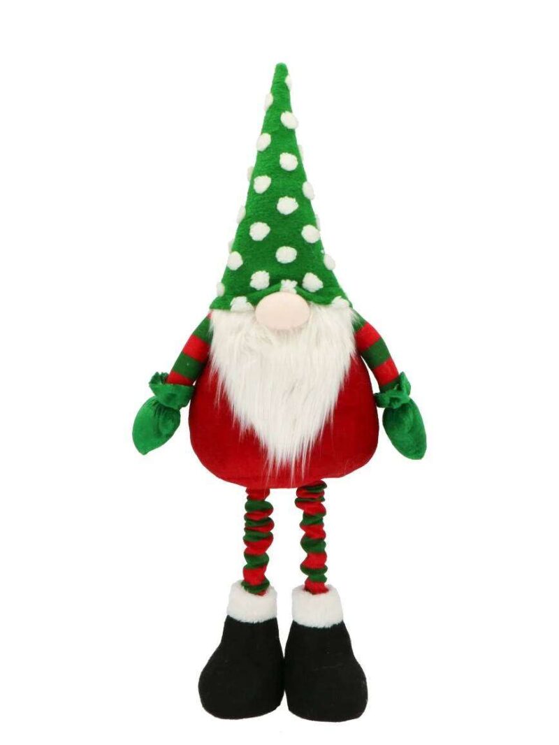 Decorazione Gnomo Allungabile In Tessuto Verde Rosso